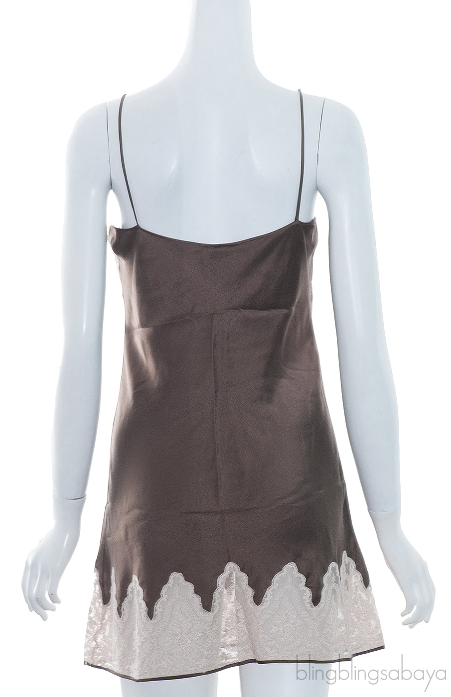 Brown Satin Pink Lace Camisole