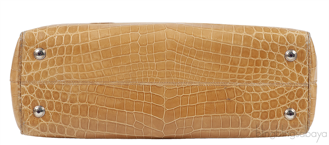 Brown Crocodile Large Handbag