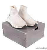White Speed Stretch-knit High Top Kids Sneakers