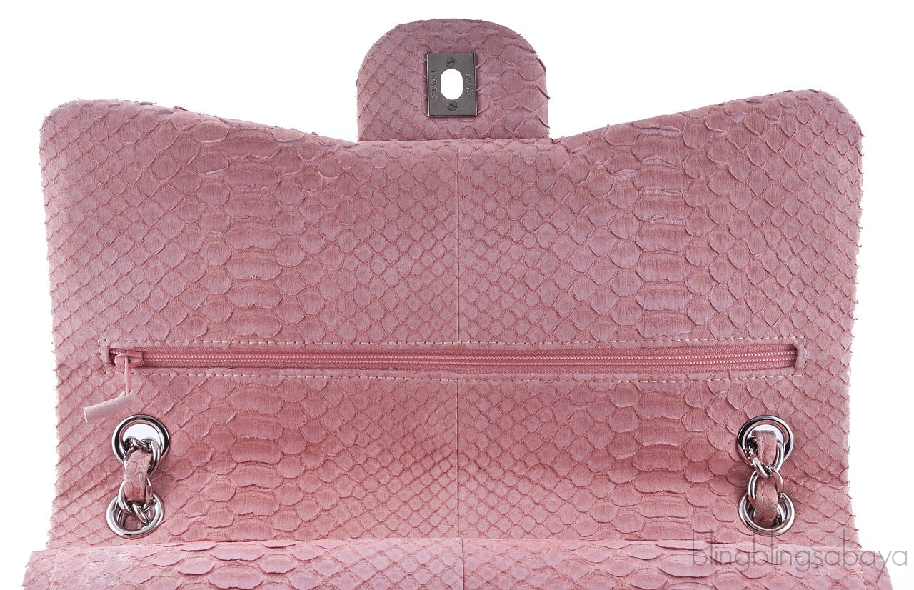 Classic Jumbo Pink Python Flap Bag