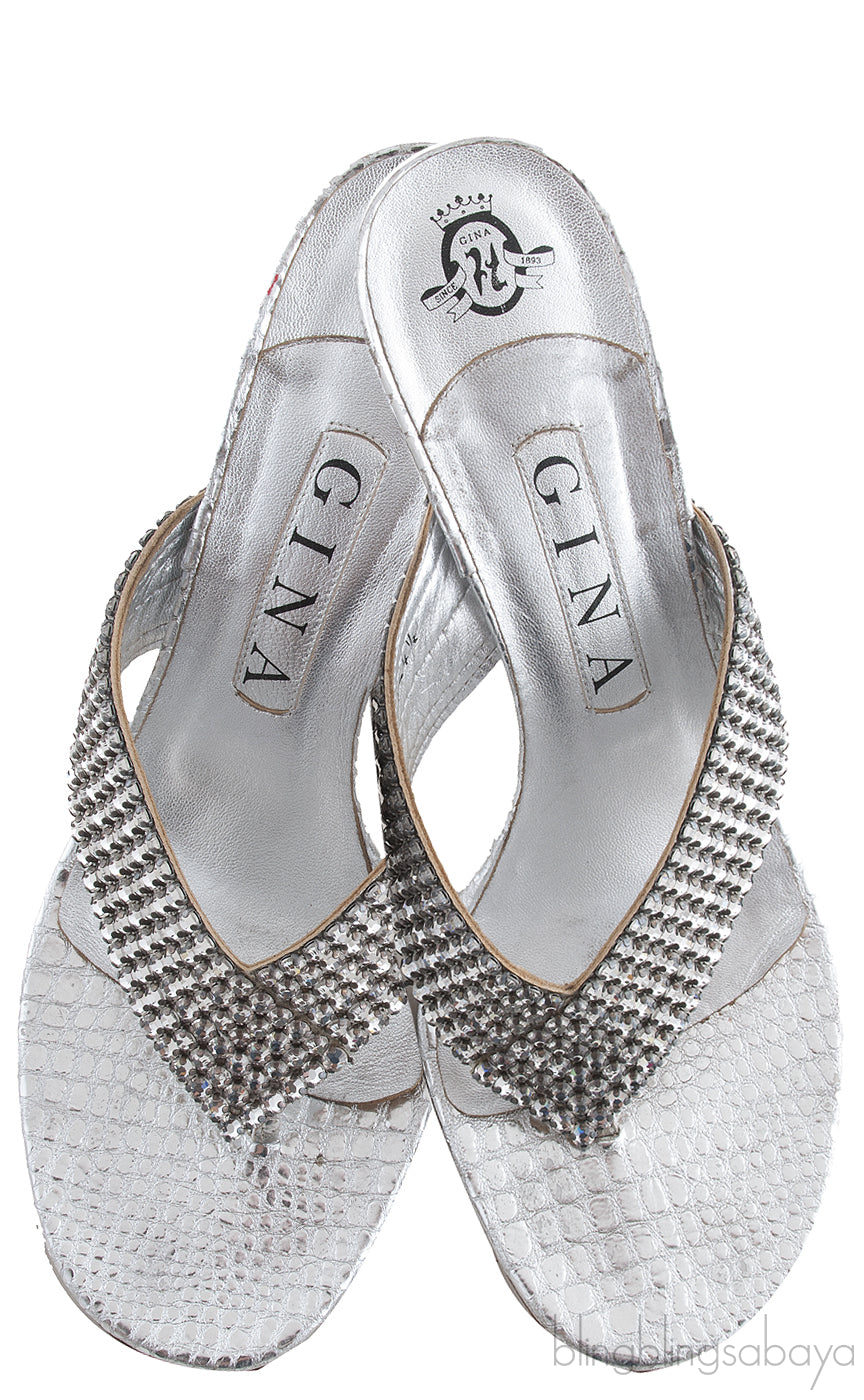 Silver T-strap Sandals