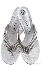 Silver T-strap Sandals