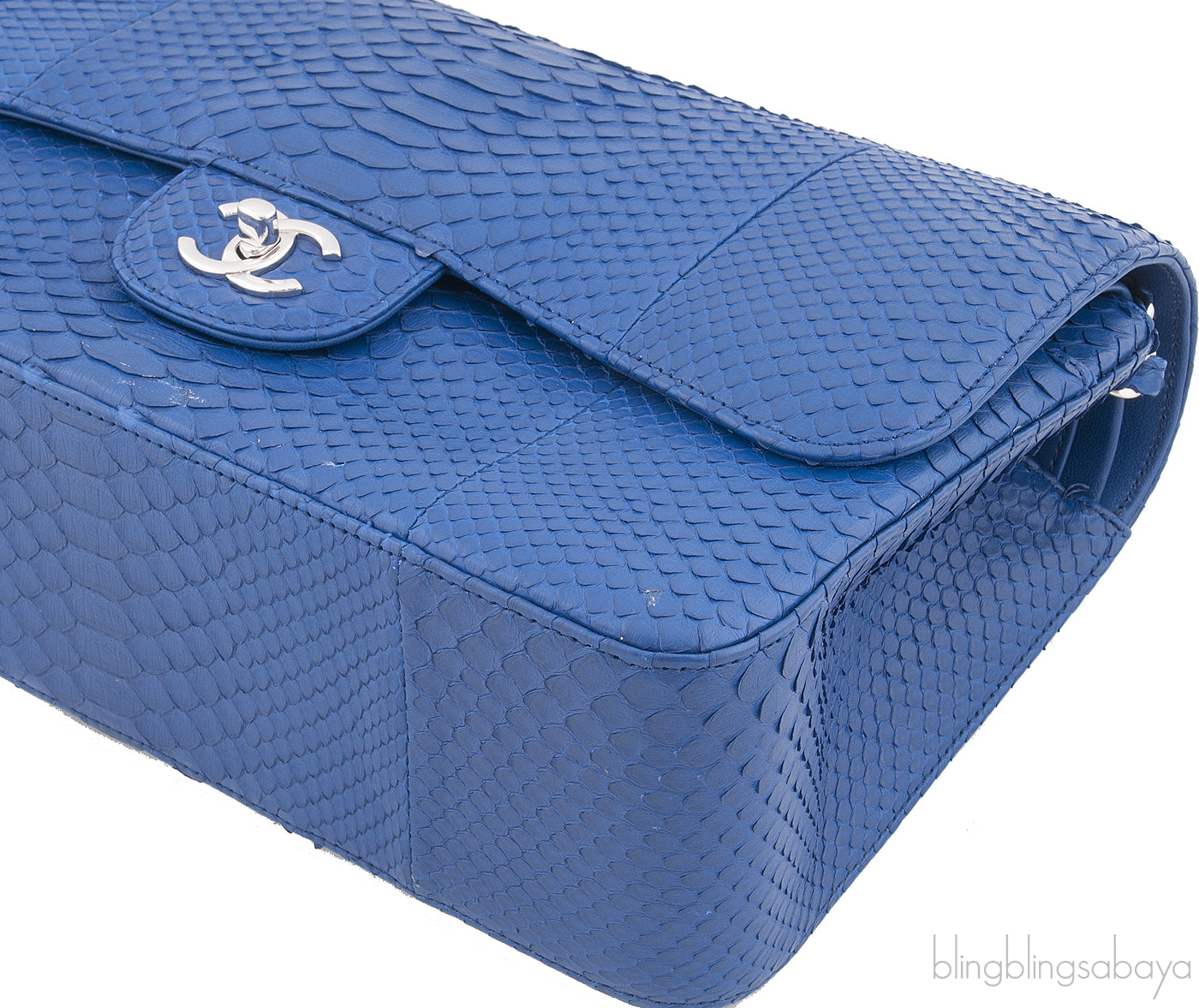 Chanel Classic Blue Python Jumbo Flap Bag