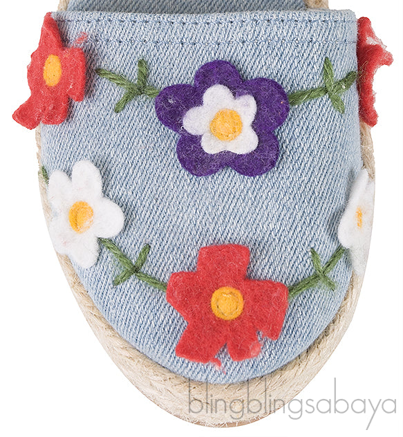 Blue Denim Floral Kids Espadrille