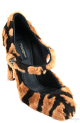 Tiger-print faux fur Pumps