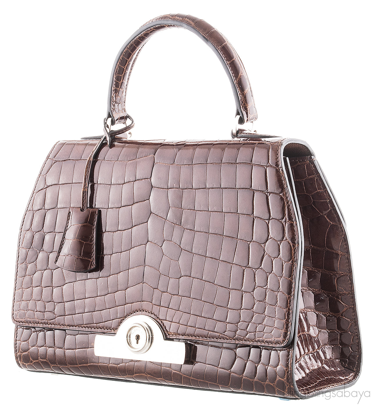 Rejane Brown Patent Crocodile PM*