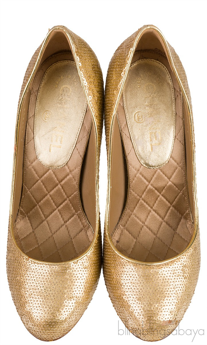 Metallic Gold Sequin Heels