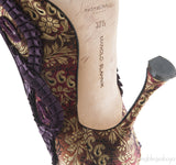 Gold Ruffled Printed Pointed Heels