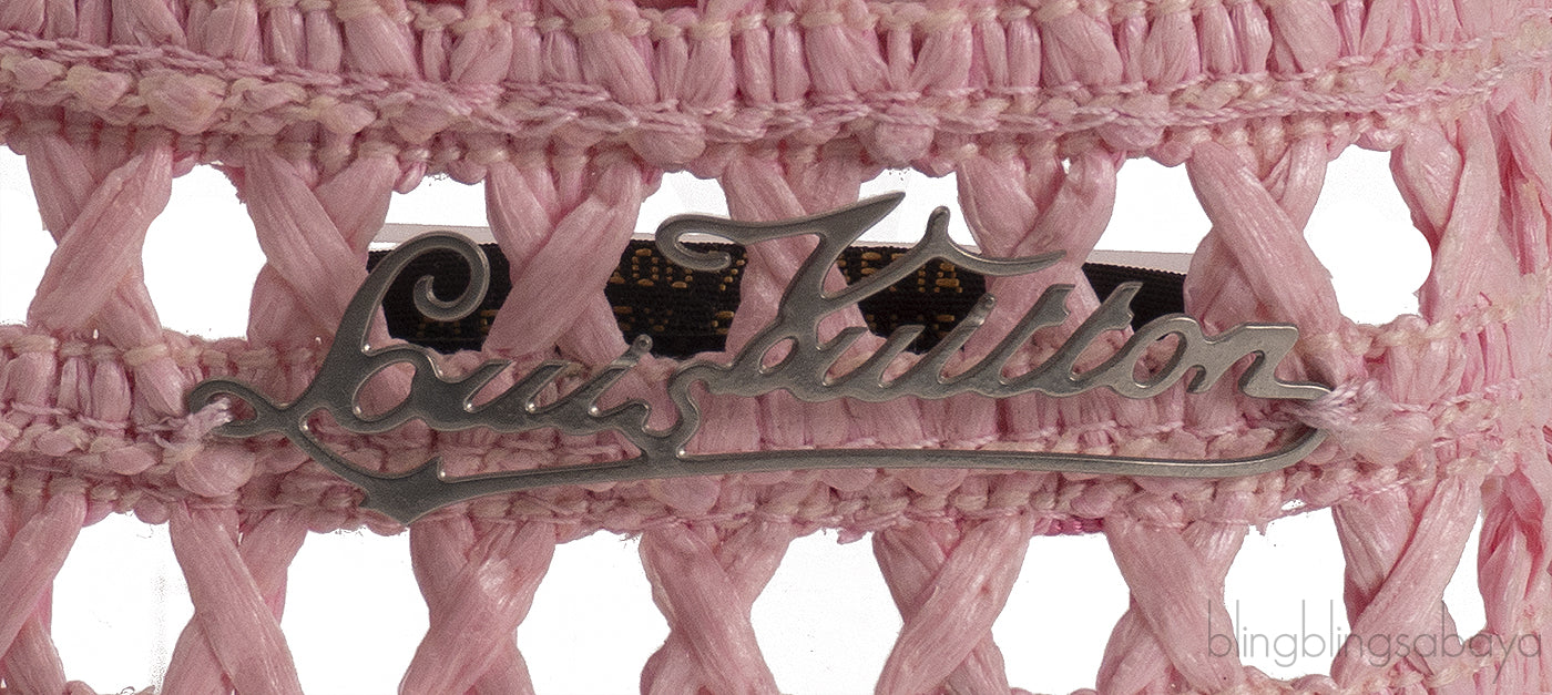 LV Pink and Crystal Raffia Crochet Visor