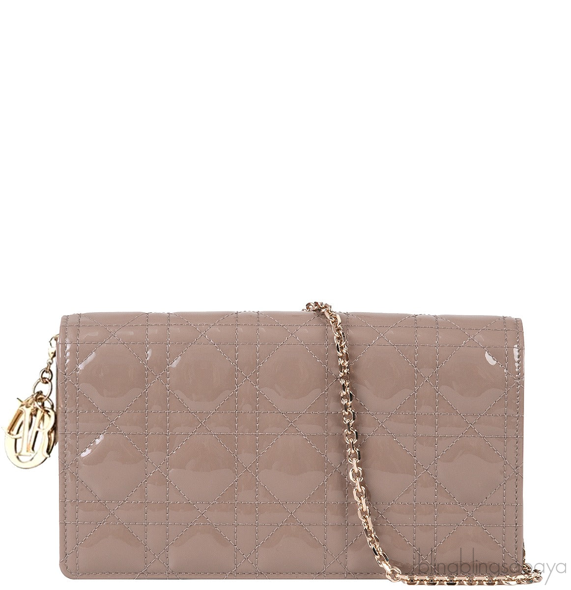 Lady Dior Pouch Warm Taupe Patent Cannage