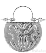 Silver Palmette Oval Minaudiere Clutch