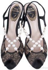 Mesh & Pearl Slingback Sandals*