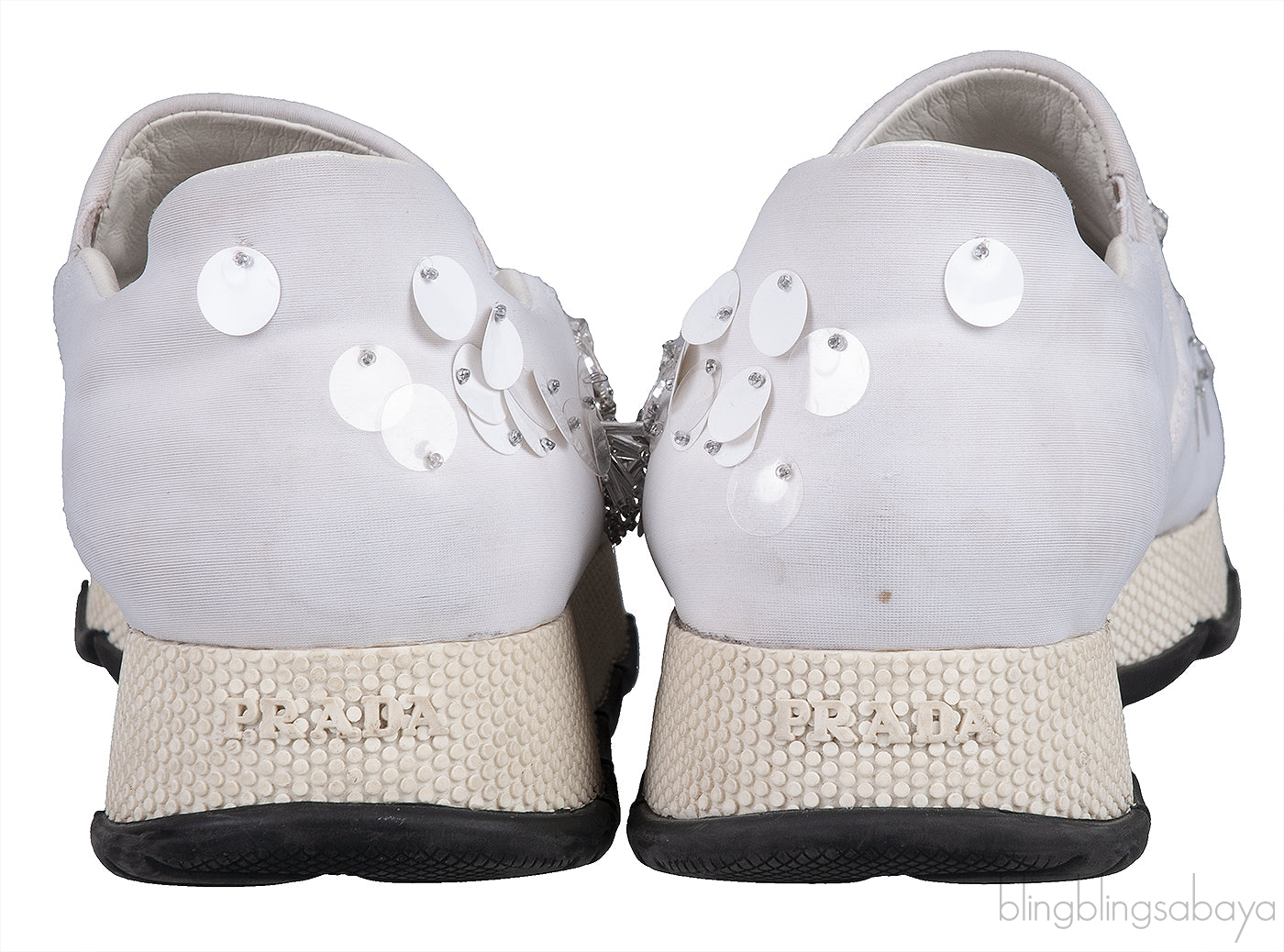 White Sequin Embellished Sneakers