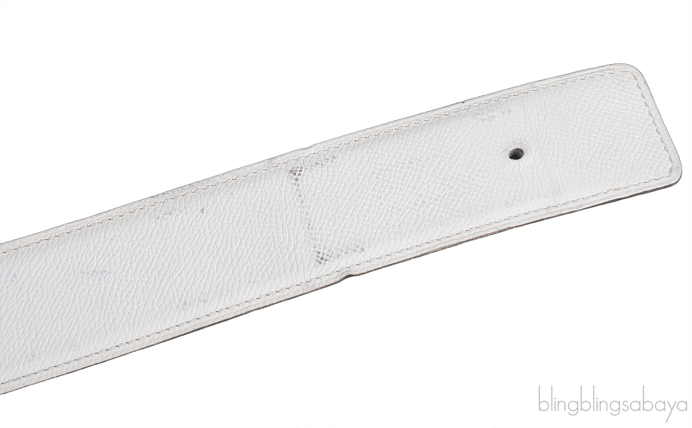 White Epsom \"H\" Reversible Belt