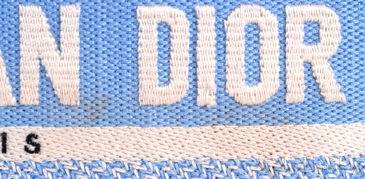Lady Dior Natural Wicker & Light Blue Dior Oblique Jacquard Medium