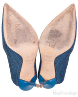 Malone Souliers Denim Pointed Toe Slingback Heels