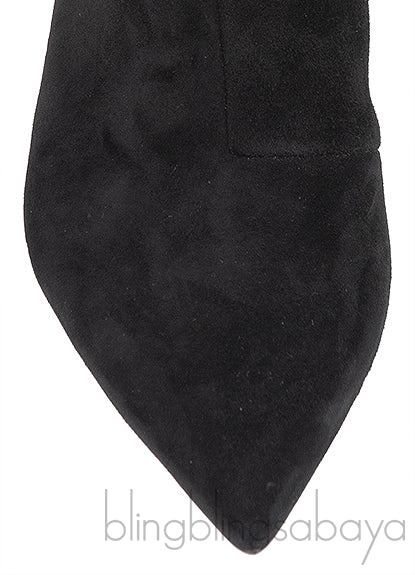 Balmain Black Pointed Toe Suede Ankle Boots
