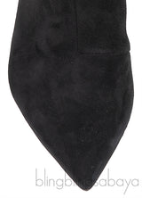 Balmain Black Pointed Toe Suede Ankle Boots