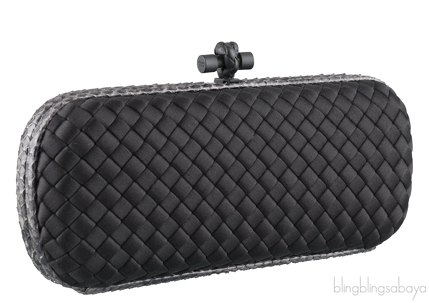 Black Intrecciato Snake Trim Clutch