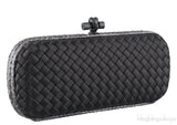 Black Intrecciato Snake Trim Clutch