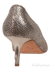 Silver Glittery Peep Toe Pump