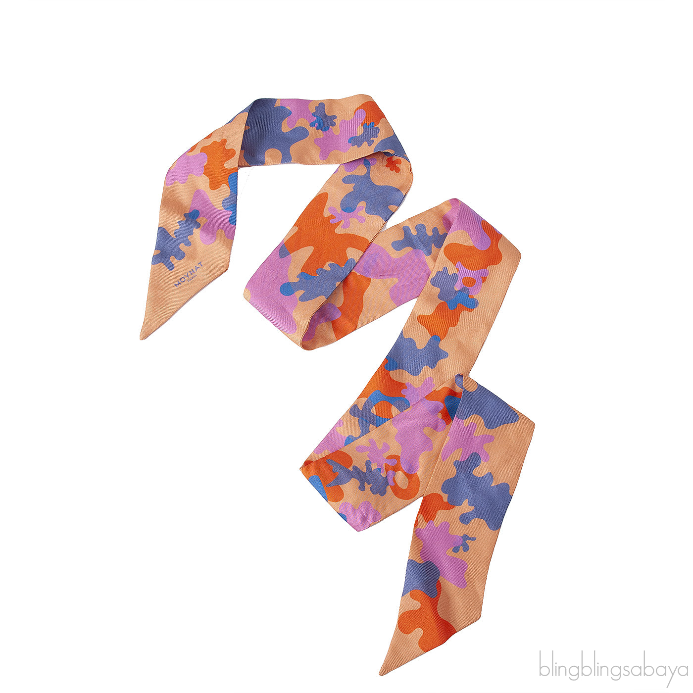 Moynat Orange Multi-color Abstract Print Twilly
