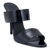 Black Glossed Leather Mules