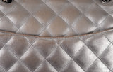 Chanel Silver Quilted Classic Jumbo Flap Bag PHW