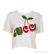 Gucci Embroidered Off-white Crop T-shirt