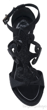 Black Swirl Strass Python Heels