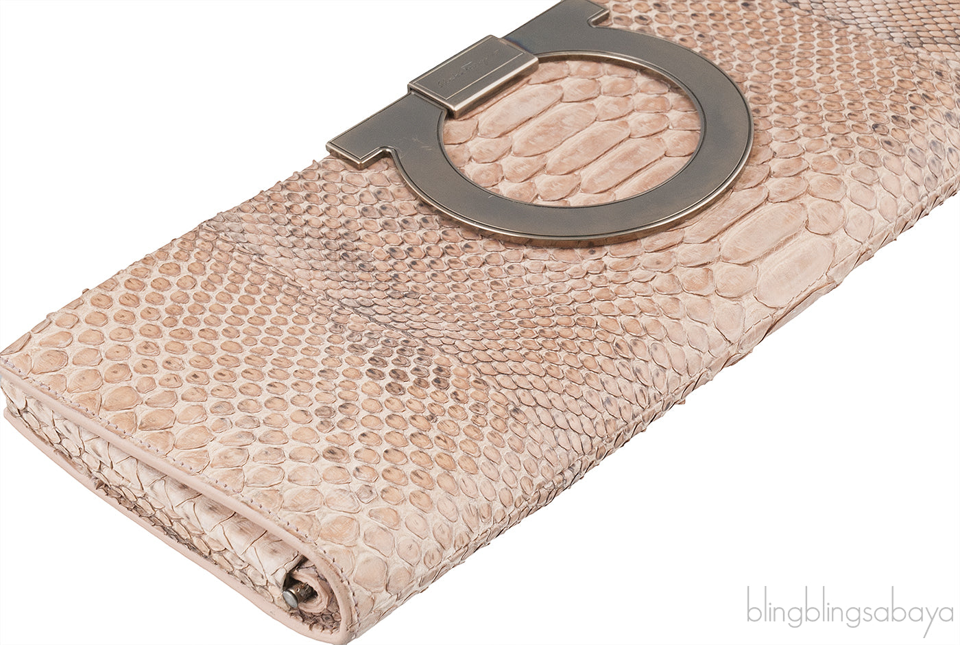 Brown Python Long Clutch