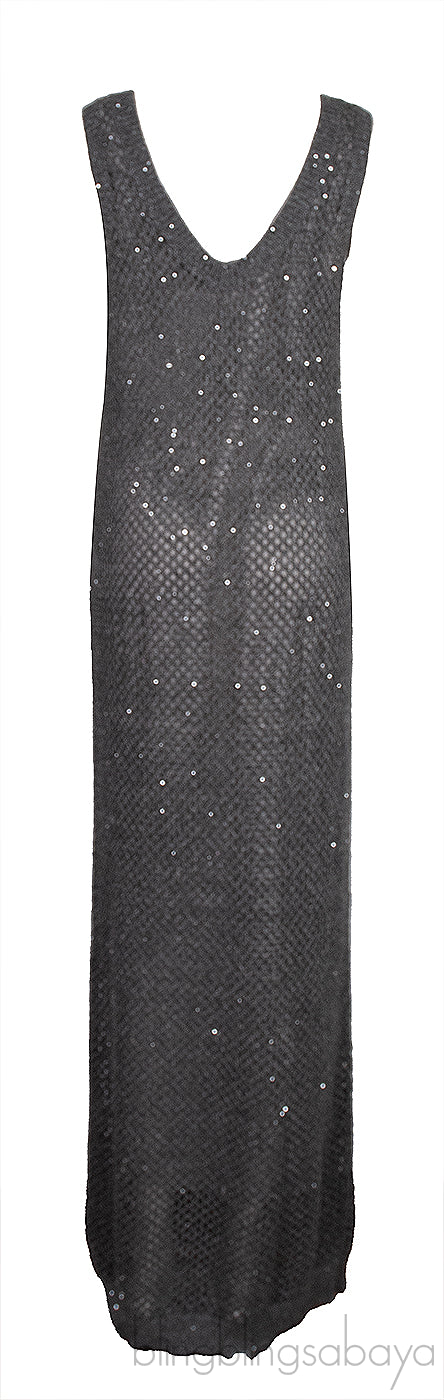 Charcoal Grey V-neck Knit Maxi Dress