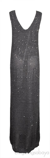 Charcoal Grey V-neck Knit Maxi Dress