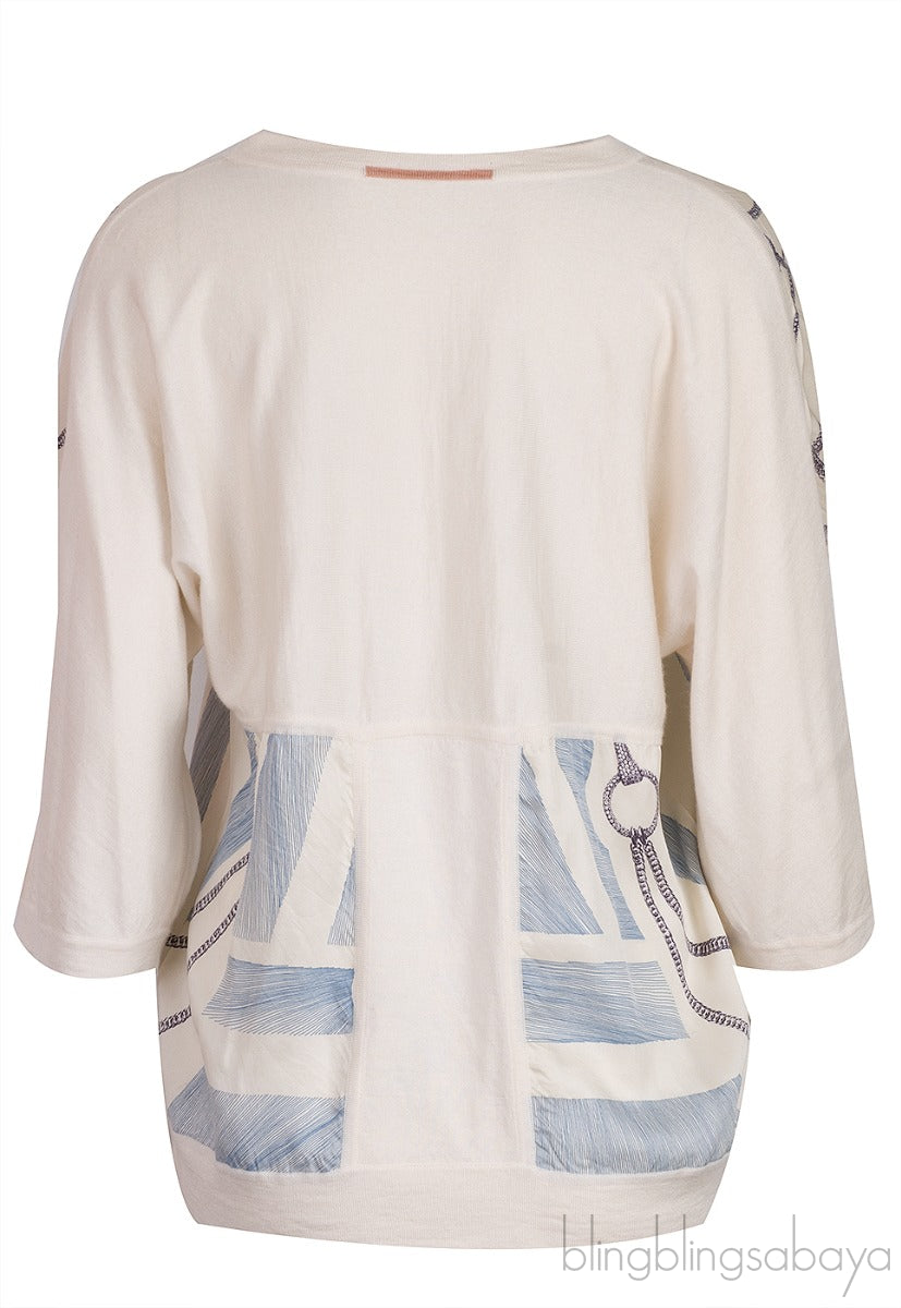 Cashmere Silk Blend Printed Top