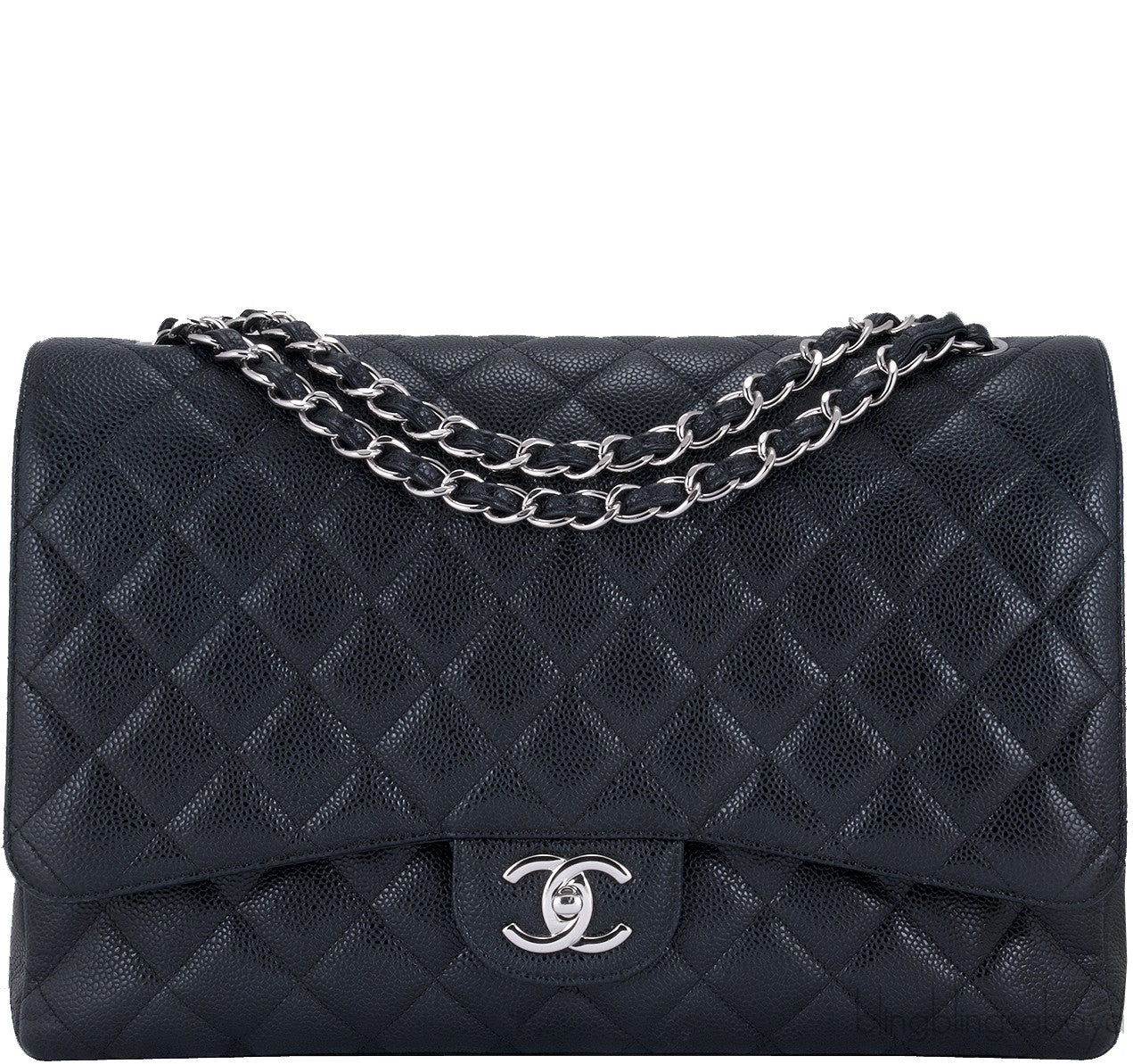 Black Caviar Jumbo Double Flap Bag