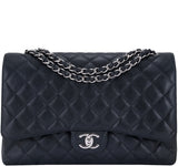 Black Caviar Jumbo Double Flap Bag