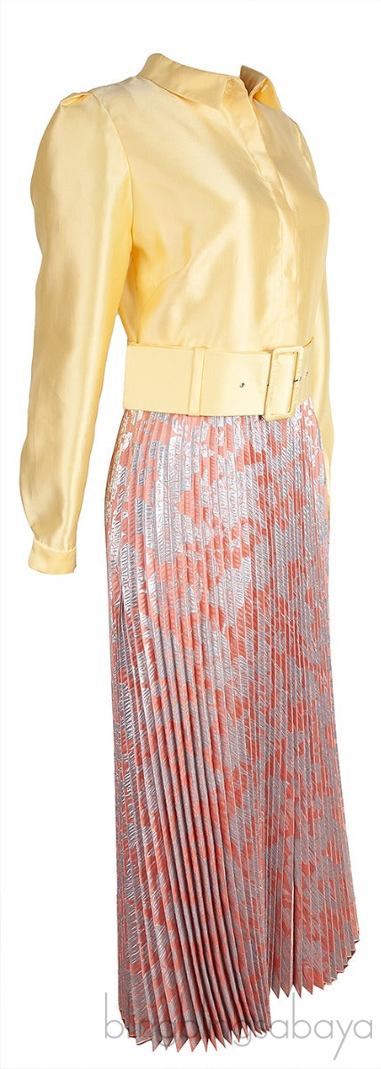 Yellow Shirt Pleats Please Dress