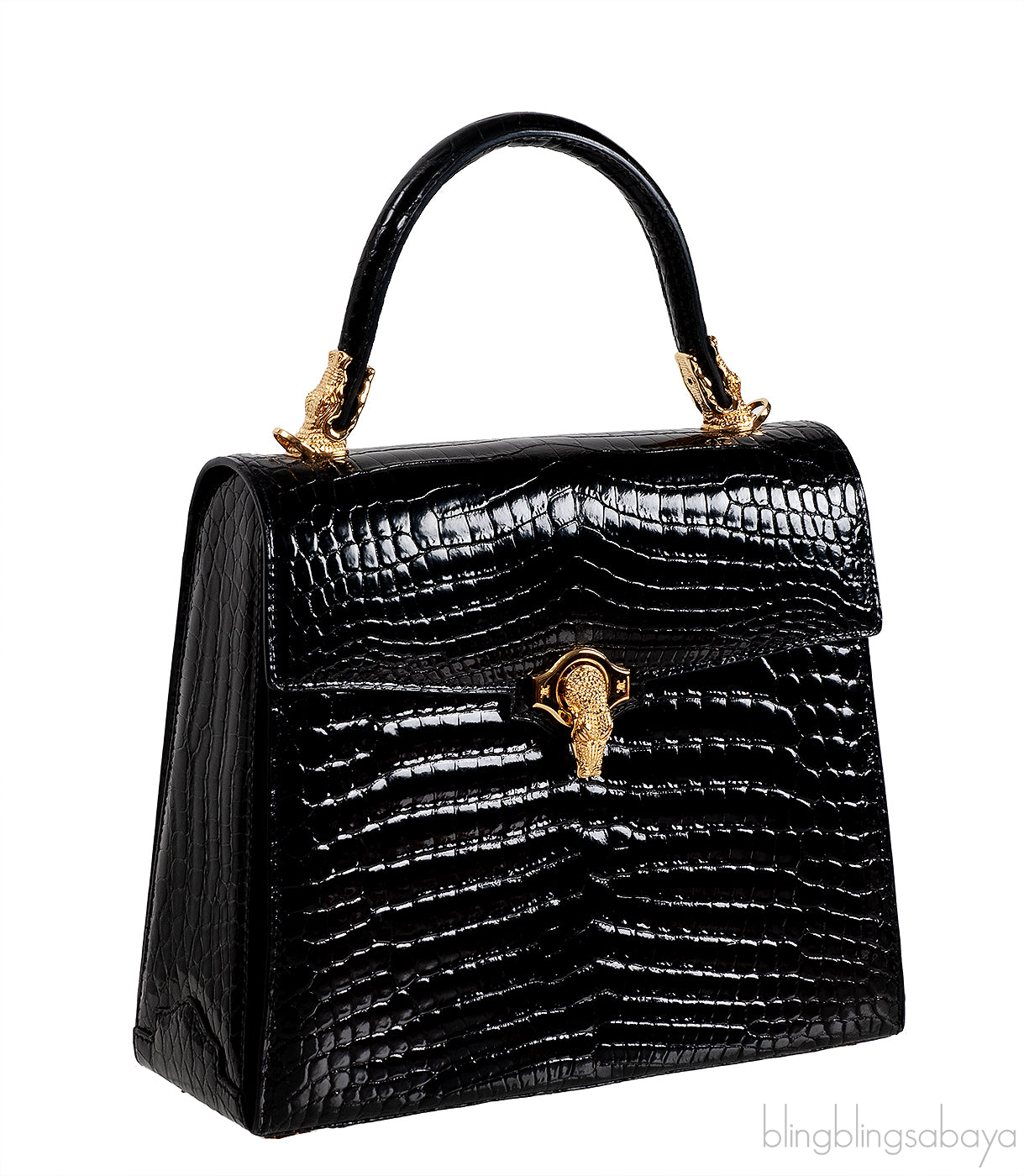 Kwanpen Black Signature Crocodile Bag GHW