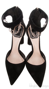 Black Suede Pointed Slingback Sandals