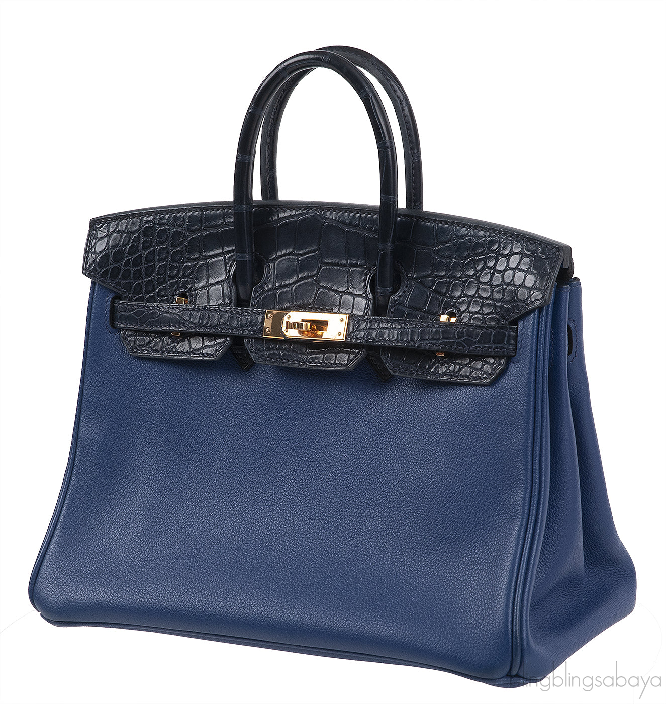 Hermes Birkin 25 Touch Blue Marine Matte Alligator and Blue Sapphire Taurillon Novillo GHW