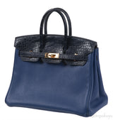 Hermes Birkin 25 Touch Blue Marine Matte Alligator and Blue Sapphire Taurillon Novillo GHW