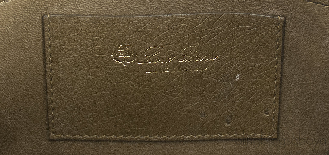 Olive Green Ostrich Top Handle Bag