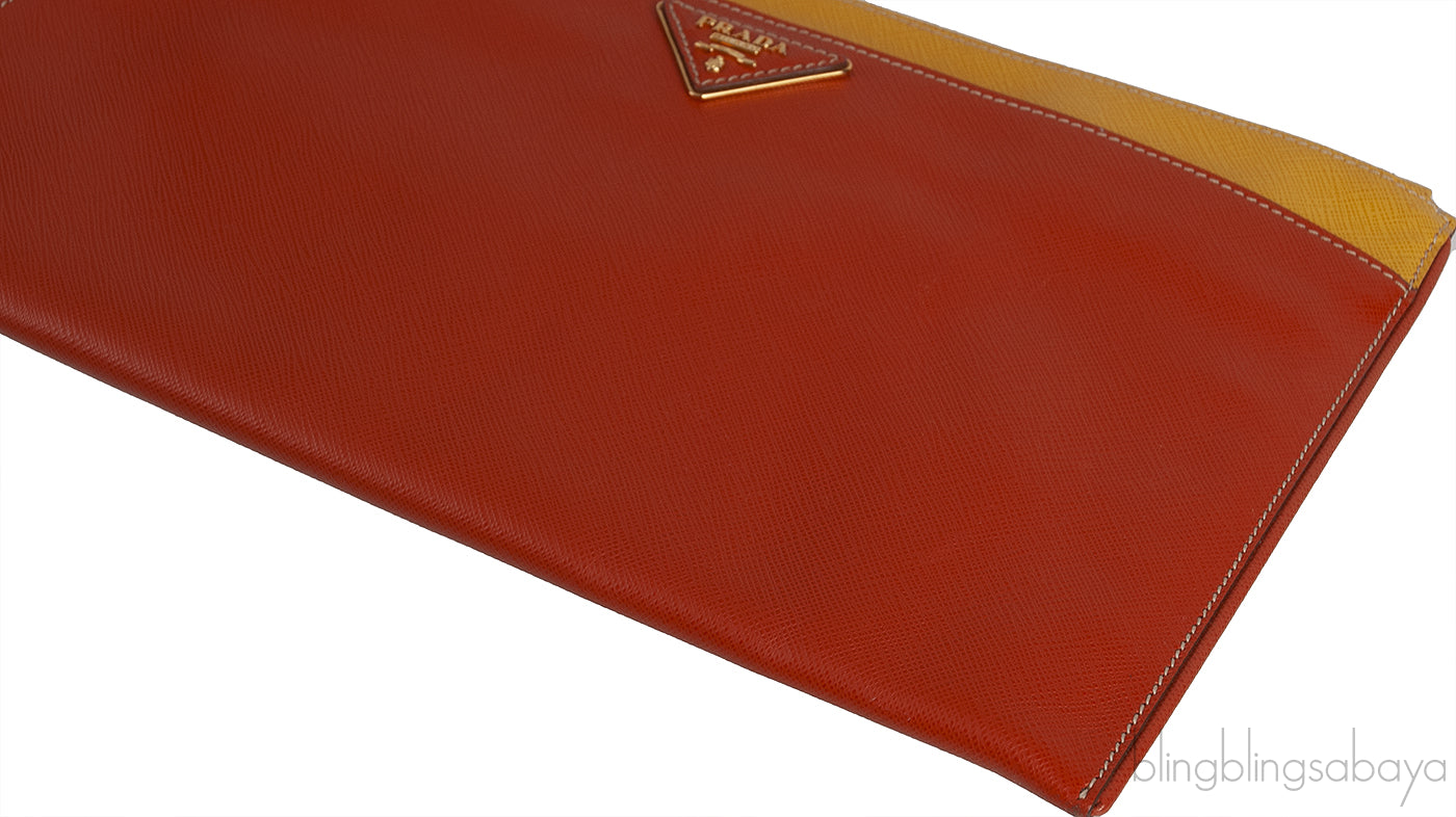 Saffiano Papaya & Mimosa Large Clutch