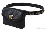 Chanel Black Quilted Leather Vintage Classic Chain Belt Bag