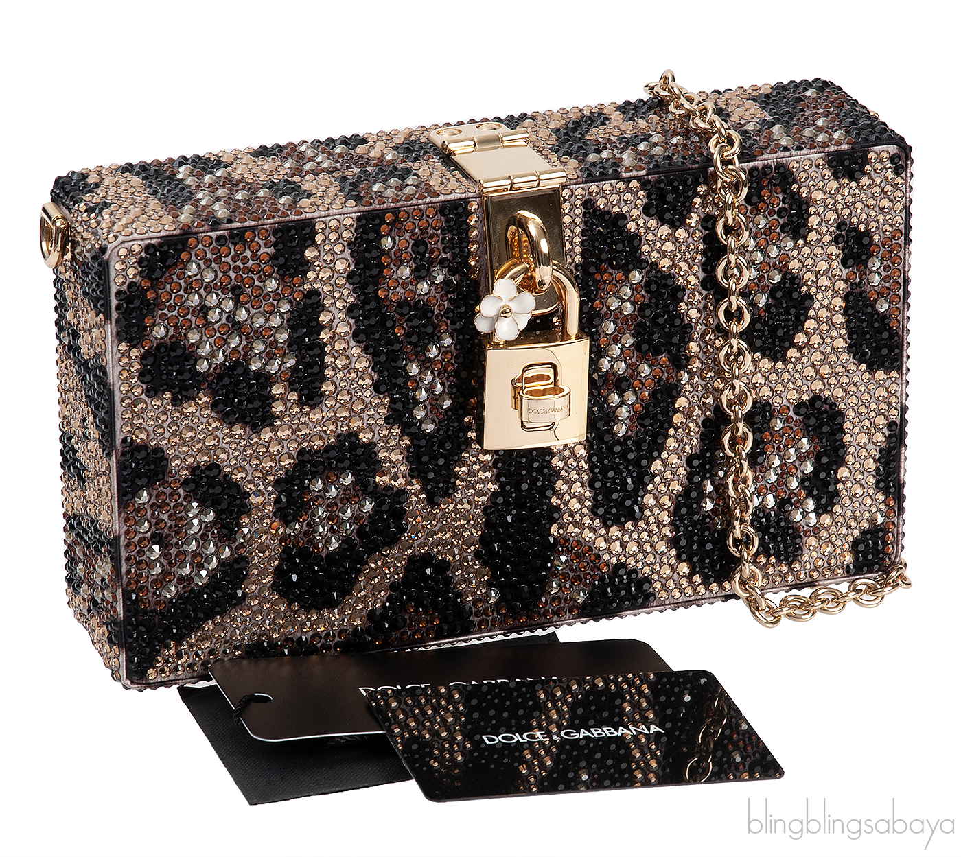 Dolce & Gabbana Leopard Crystal Hard Clutch Shoulder Bag