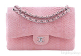 Classic Jumbo Pink Python Flap Bag