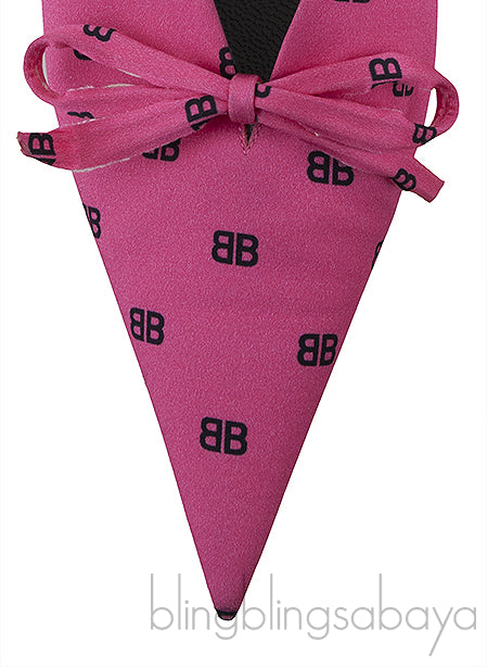 Silk BB Pink Knife Pointed Toe Mules