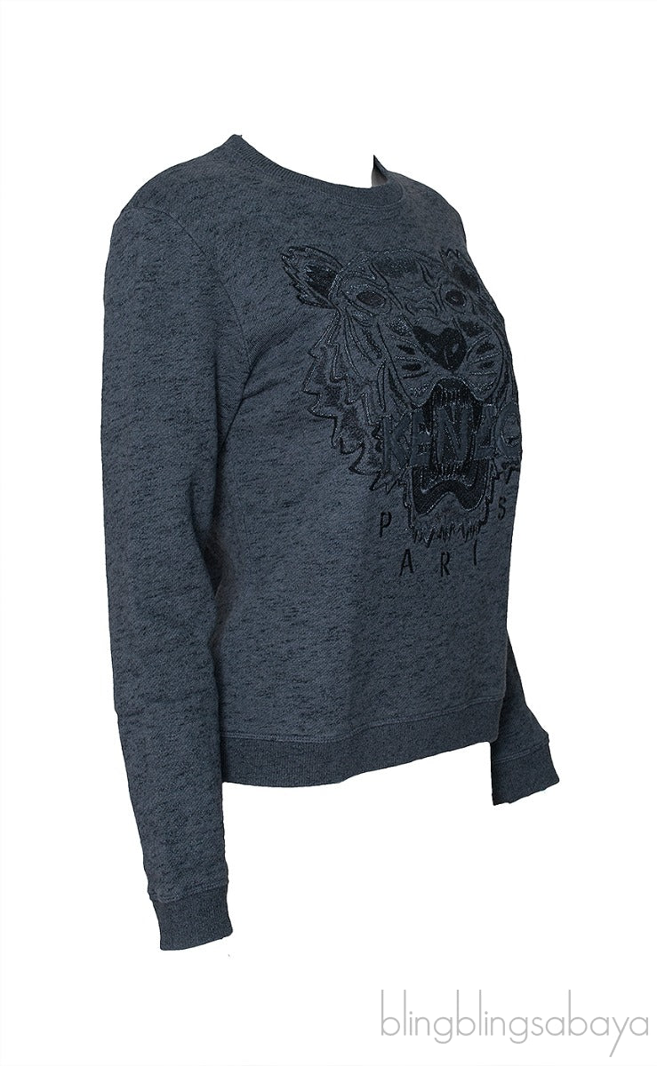 Tiger Embroidered Grey Sweatshirt