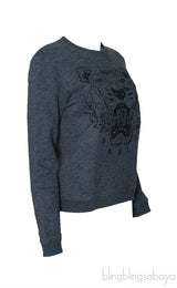 Tiger Embroidered Grey Sweatshirt