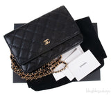 Black Quilted Caviar WOC Wallet on Chain